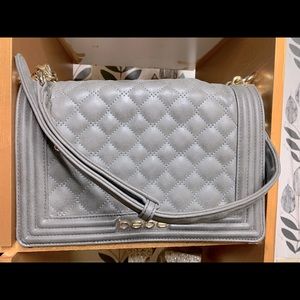 (Bebe) Grey Tufted Shoulder Purse